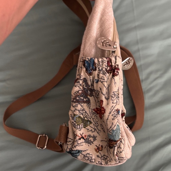 Floral & Butterfly Embellished/Beige-Multi Backpack - Picture 6 of 7